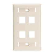 4-Port Quickport Wallplate with ID windows and Extended Port Spacing, Light Almond