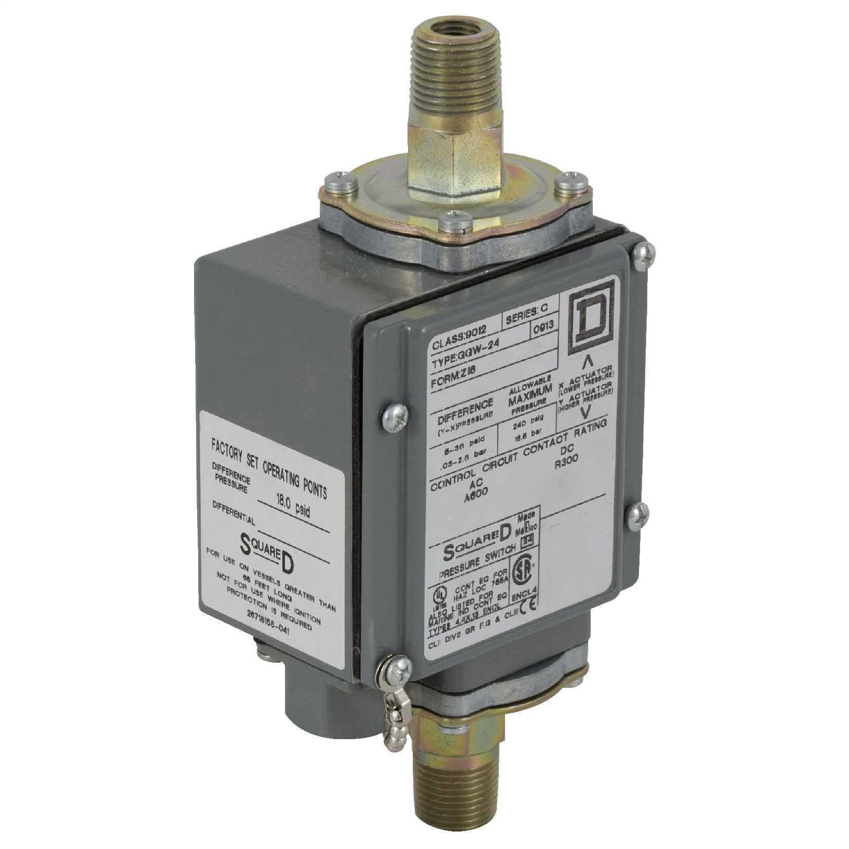 pressure switch 9012G - adjustable scale - 2 thresholds - 0 to 175 psig