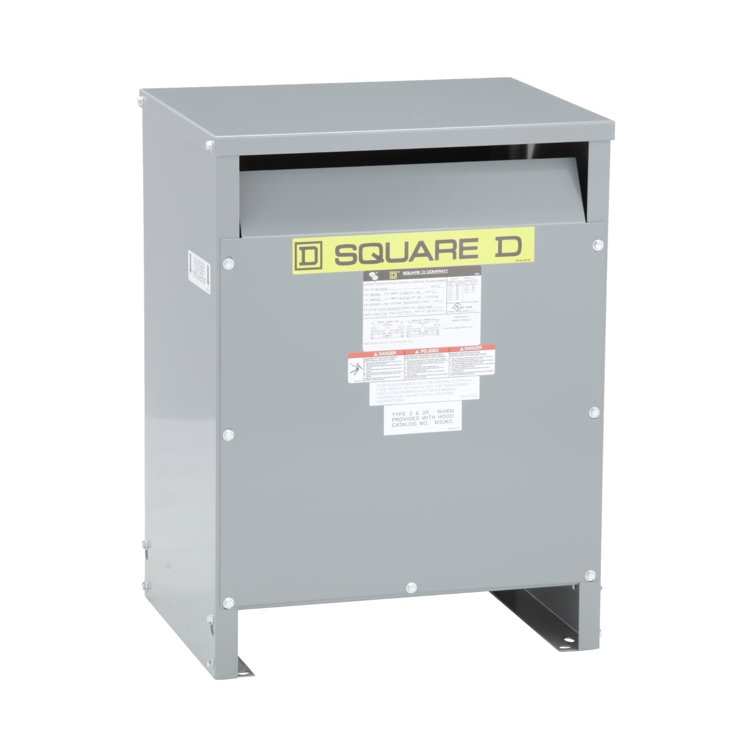 Transformer, dry type, DOE 2016, 15kVA, 1 phase, 240x480V primary, 120/240V secondary, 17D, 150C rise