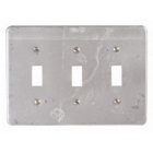 Device Box Cover, Weatherproof, 3 Outlets, 3 Gangs, 4-9/16 in Length, 6-7/16 in Width, Tumbler/Toggle Flush Switch Cover, Vertical Mounting, Surface Mounting, Steel, Zinc Electroplated, Gray