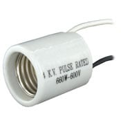 Medium Base, One-Piece, Keyless, HID, Glazed Porcelain Lampholder, HID & Incandescent, 2 MTG Screws Single Circuit, Side Wired, 4KV-Pulse Rated - White