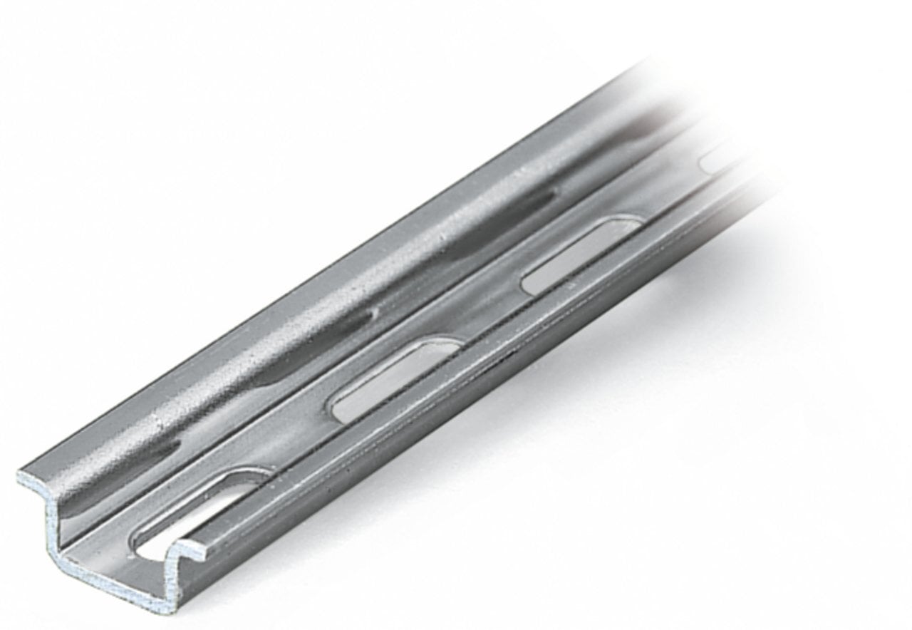 Steel carrier rail; 15 x 5.5 mm; 1 mm thick; 2 m long; slotted; according to EN 60715; silver-colored