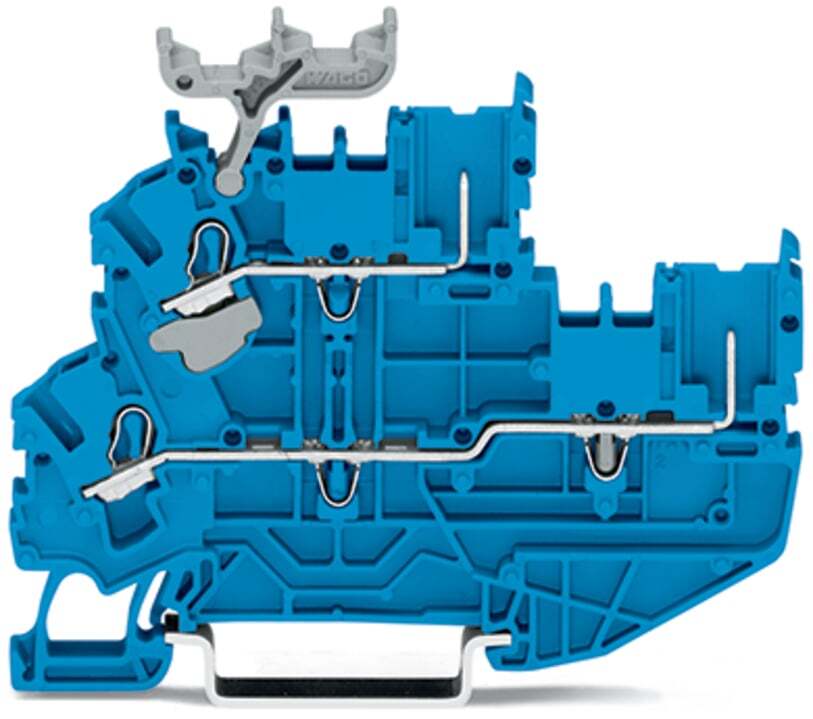 1-conductor/1-pin double deck receptacle terminal block; Through/through terminal block; 2.5 mm; N/N; with marker carrier; suitable for Ex i applications; for DIN-rail 35 x 15 and 35 x 7.5; Push-in CAGE CLAMP; 2,50 mm; blue