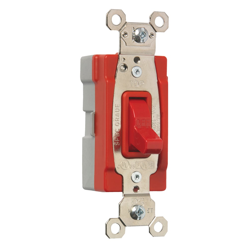 PT20AC1RED PlugTail Single Pole 20 Amp Toggle Switch, Red