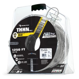 105100811055 PullPro Copper THHN Wire, 12 AWG, Solid, Gray, 1250 ft
