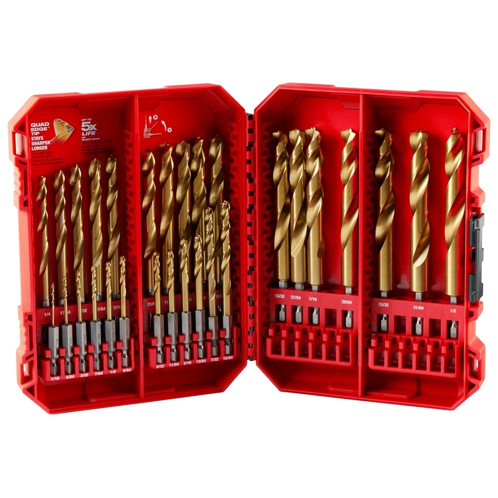 SHOCKWAVE Impact Duty RED HELIX Titanium Drill Bit Set - 29PC