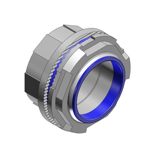 3/4 Inch Zinc Hub Connector with Chrome Plating, Thermoplastic Insulating Throat, Sealing Ring Nitrile (BUNA-N) for Use with Rigid/IMC Conduit