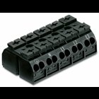4-conductor chassis-mount terminal strip; 5-pole; PE-N-L1-L2-L3; with ground contact; 4 mm²; 4,00 mm²; black