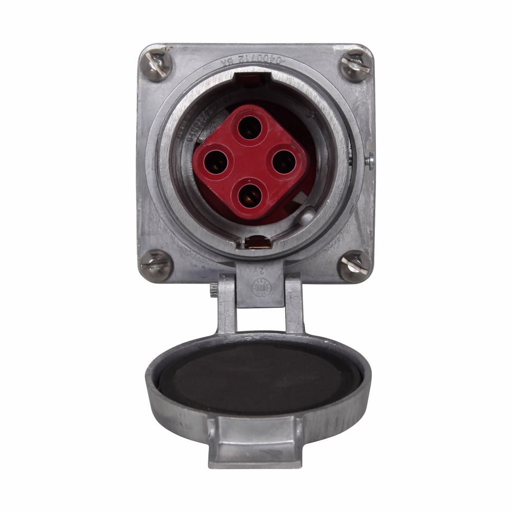 Eaton Crouse-Hinds series Arktite AR receptacle, 150A, Three-wire, four-pole, 50-400 Hz, Style 2, Copper-free aluminum, Spring door, 600 Vac/250 Vdc