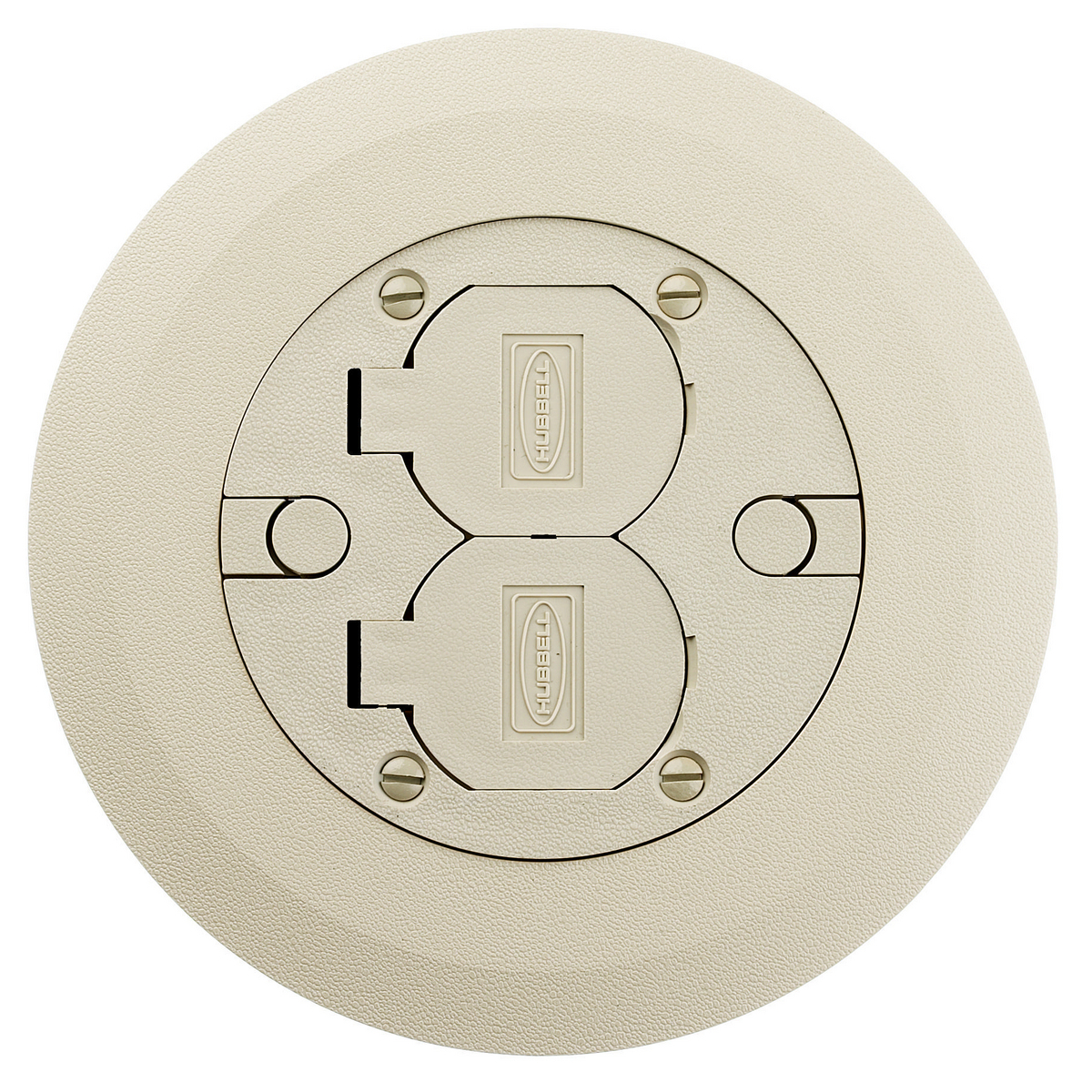 Concrete Floorboxes, Flush, Round PVC Box Series, Round Cover/Flange Assembly, Non-Metallic, Ivory