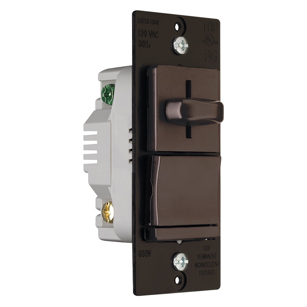 Incandescent Slide Dimmer, Preset 600W, Brown
