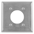 Hubbell Wiring Device Kellems, Wallplates and Boxes, Metallic Plates, 2-Gang, 1) 2.15" Opening, Standard Size, Stainless Steel, 4 Bolt Mount