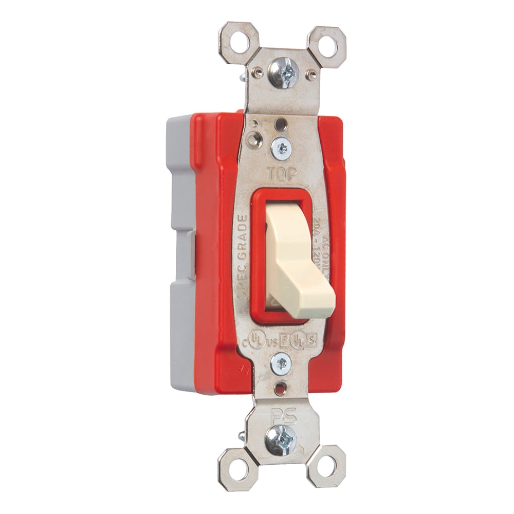 PT20AC1LA PlugTail Single Pole 20 Amp Toggle Switch, Light Almond