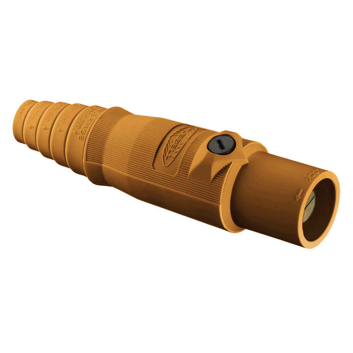 Heavy Duty Products, Single Pole Devices, Industrial Grade, Male, Plug, 300A 600V AC/DC, Single Conductor, Double Set Screws, Orange