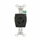 Eaton safety grip locking receptacle, #14-8 AWG, 15A, Industrial, 277V, Back and side wiring, Black, Single, L7-15, Two-pole, Three-wire, Glass-filled nylon, -40? to 115?C