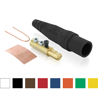 Male Plug, Contact & Insulator, Cam-Type, Detachable, Double Set Screw Termination, #2 - 2/0 AWG, 300 Amp Max, 16 Series Taper Nose, Type 3R "While-in-Use"-Orange