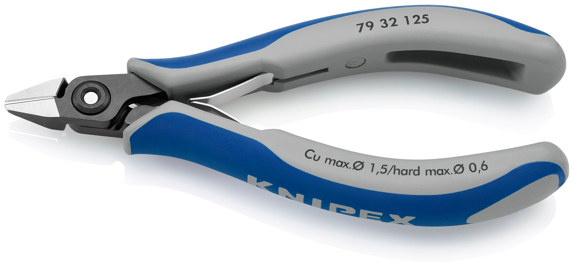 Electronics Diagonal Cutters, 5 in., Multi-Component, Polished, Semi-Flush with very Small Bevel Cut, Tapered, Up to 1/64 in. Hard Wire