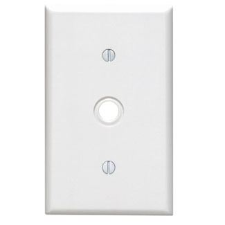 1-Gang .406-Inch Hole Device Telephone/Cable Wallplate, Standard Size, Thermoset, Strap Mount, White