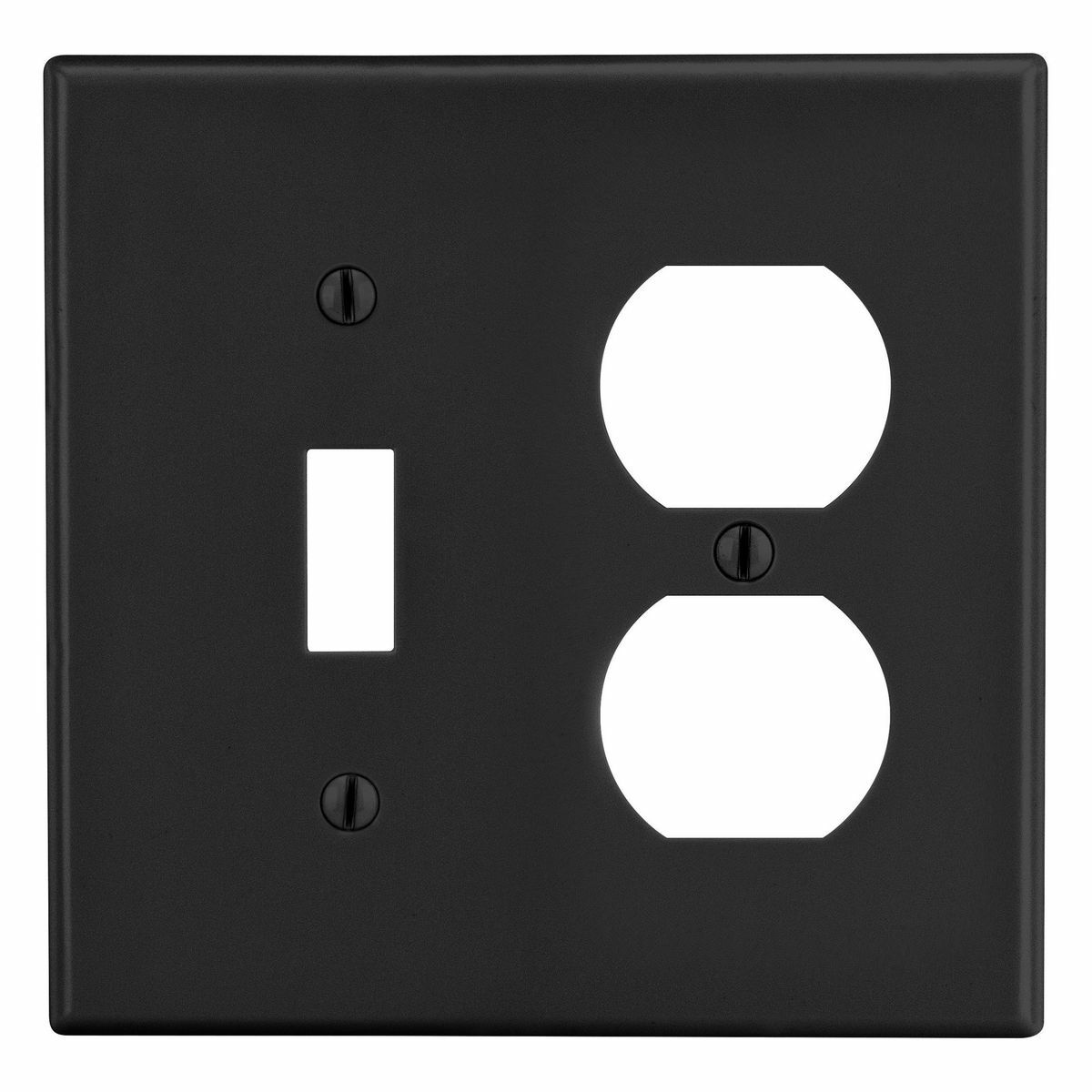 Wallplate, 2-Gang, 1) Duplex 1) Toggle, Black