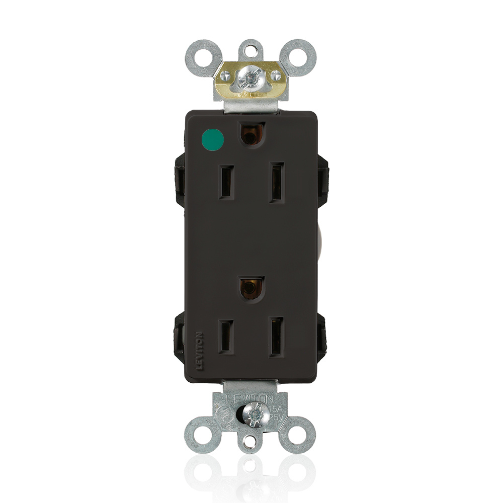 15 Amp, 125 Volt, Modular Receptacle, Narrow Body, Decora Plus, Hospital Grade, Black