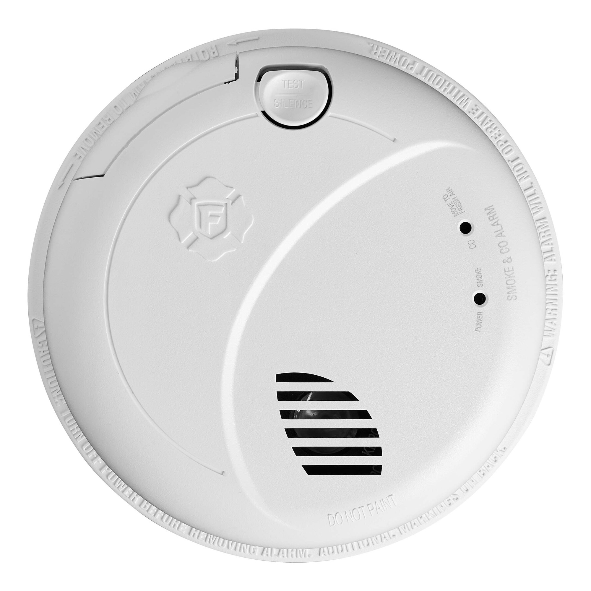 Hardwired Combo smoke & CO Alarm with replaceable battery backup that provides Voice Warning with location. AC 120V Interconnectable with Silence and Latching features.  Includes Photoelectric smoke sensing technology, electrochemical carbon monoxide sensor and 2 AA alkaline batteries.