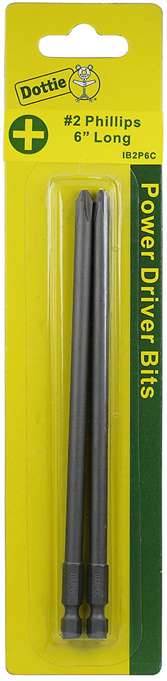 Power Bit, #2 tip size, Phillips tip type, 6 in. overall length, 2 pieces, #8-10 screw size