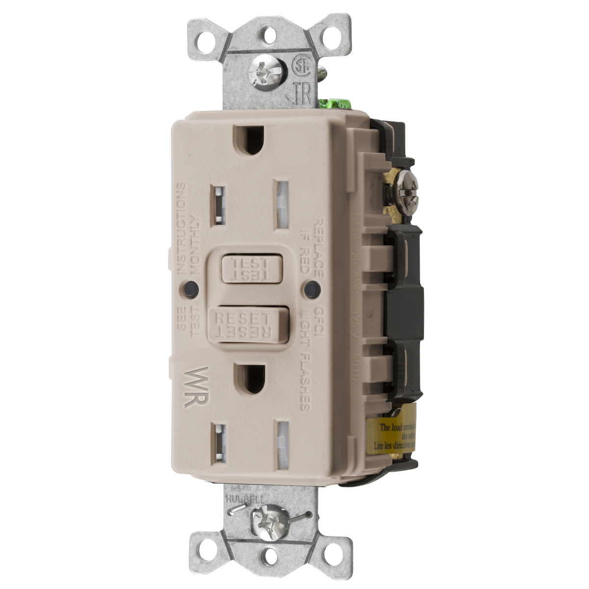 Power Protection Devices, Receptacle, Self Test, GFCI, TRWR, Commercial Grade, 15A 125V, 2-Pole 3-Wire Grounding, 5-15R, Light Almond