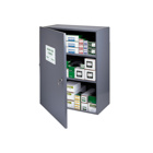 Sturdy steel cabinet holds spare fuses. Cabinet can be locked to prevent unauthorized access and is weather stripped to reduce the accumulation of dust, dirt and moisture. Convenient inventory card located inside door. Measures 30 H x 24 D. Keyhole mounting mounting holes 16 on center for easy installation.