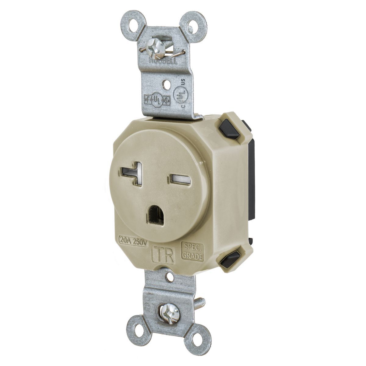 Straight Blade Devices, Receptacles, Tamper Resistant,  Single, SNAPConnect, 20A 250V, 2-Pole 3-Wire Grounding, 6-20R, Ivory.
