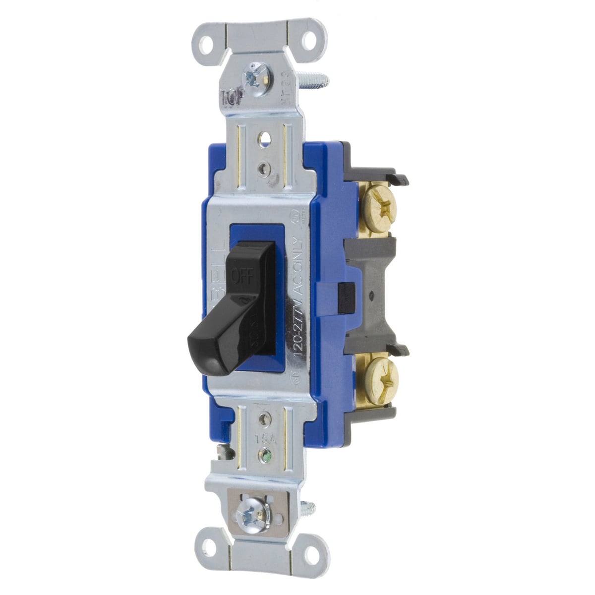 Switches and Lighting Controls, Hubbell- PRO Series, Toggle Switches, General Purpose AC, Single Pole, 15A 120/277V AC, Back and Side Wired, Black