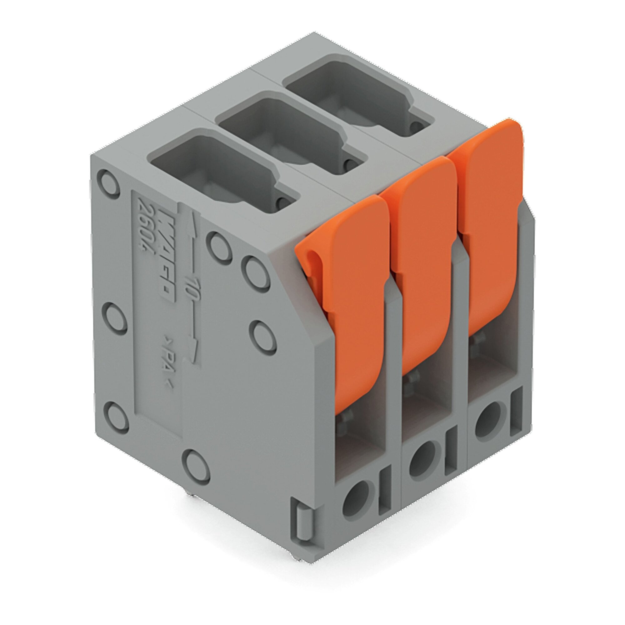 PCB terminal block; lever; 4 mm; Pin spacing 5 mm; 4-pole; Push-in CAGE CLAMP; 4,00 mm; gray