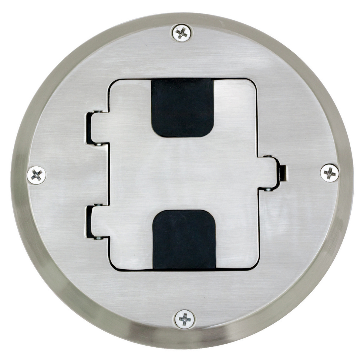 Hubbell Wiring Device Kellems, Floor and Wall Boxes, Residential FloorBox Kit, Woor Floor Type, 1-Gang, Nickel