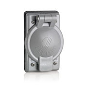 1-Gang Locking 1.60-Inch Diameter, Device Receptacle Wallplate, Weather-Resistant, Thermoplastic Glass-Filled, FS Box Mount, Vertical Self Closing Lid, Gray