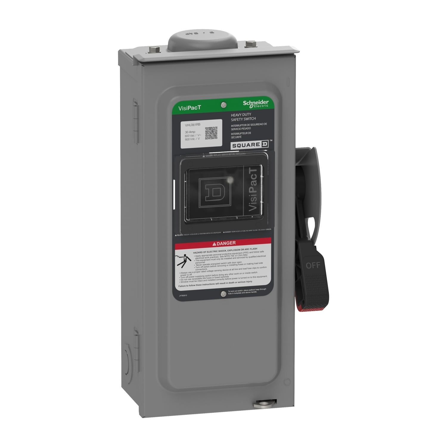 Safety switch, VisiPacT, heavy duty, unfused, viewing window, NEMA 3R, 600V, 30A, 3 pole