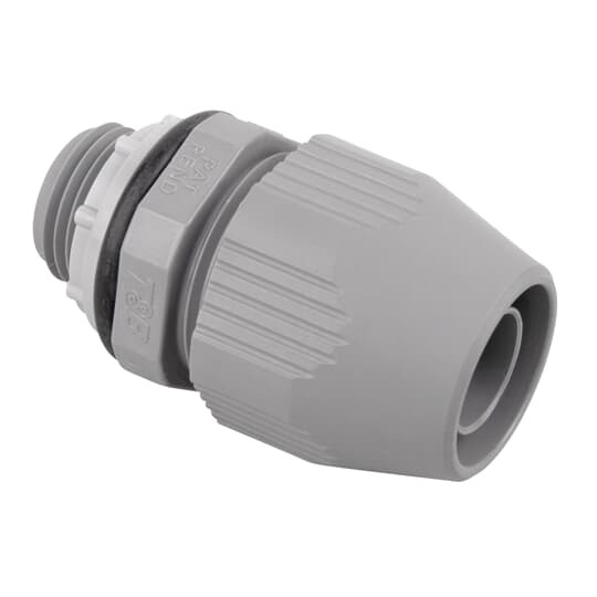 Liquidtight Connector, Straight, 3/8 Inch, Plastic, Gray