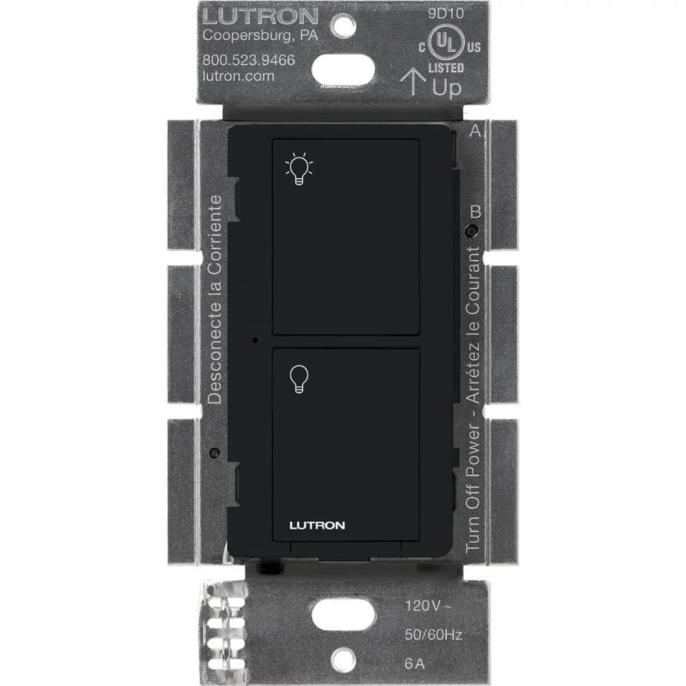 Lutron Caseta Wireless In-Wall Smart Switch For Light or Fan Control, 120V, 6A, Black