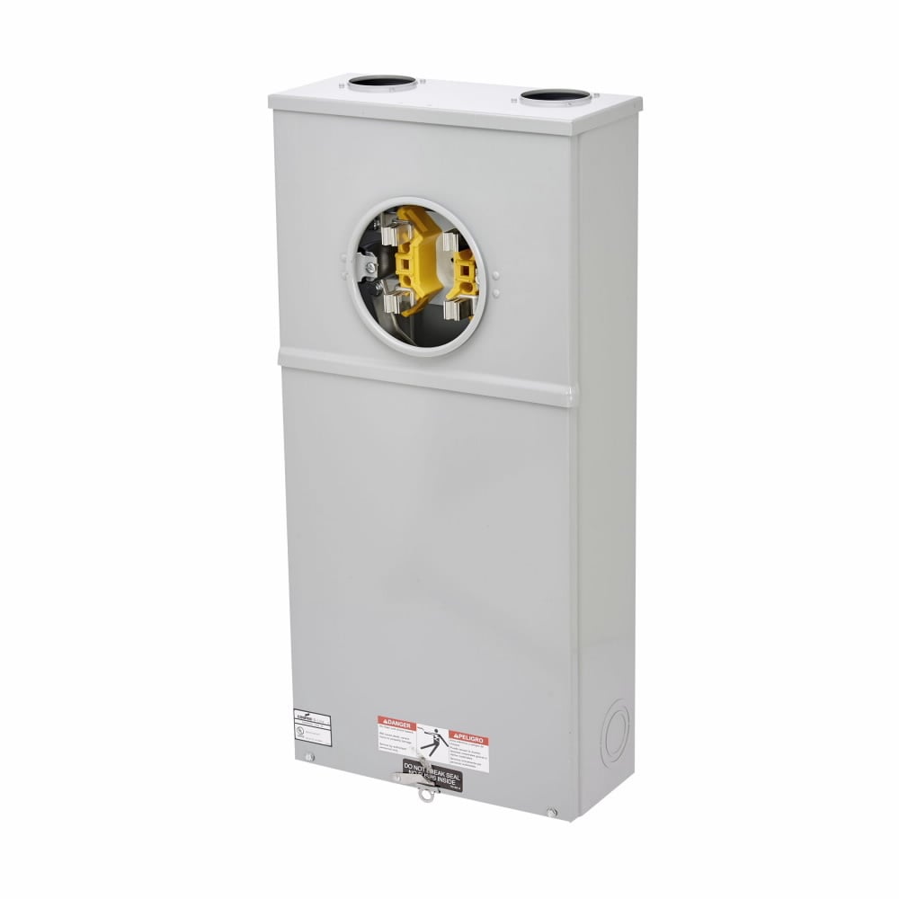 Eaton B-Line series single meter sockets, 100 A, Test block, Ring type, 3R, ANSI 61 gray painted, #14-2/0, #14-2/0, Stainless steel, Surface mount, 5 jaws, 1 position, 1?/3W, Overhead and underground feed