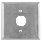 Hubbell Wiring Device Kellems, Wallplates and Boxes, Metallic Plates, 2-Gang, 1) 1.40" Opening, Standard Size, Stainless Steel
