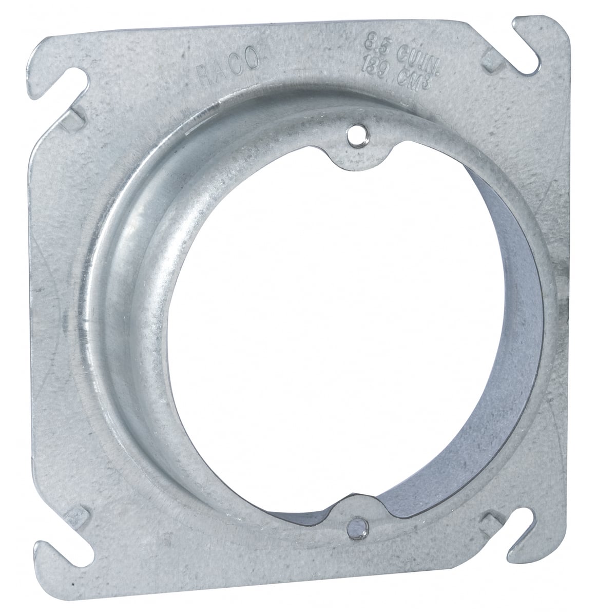 4 In. Square Fixture Covers, Raised 1-1/4 In., Open Ears 2-3/4 In. O.C.