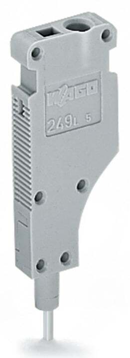 L-type end module; modular; with rigid contact pin; End module; 1,50 mm; gray