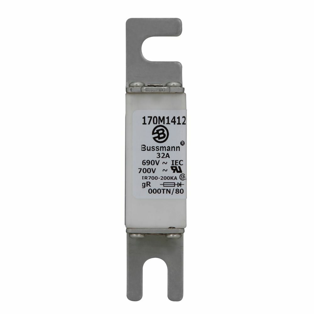 Fuse-link, high speed, 32 A, AC 690 V, DIN 000, gR, DIN, IEC, single indicator, live gripping lugs