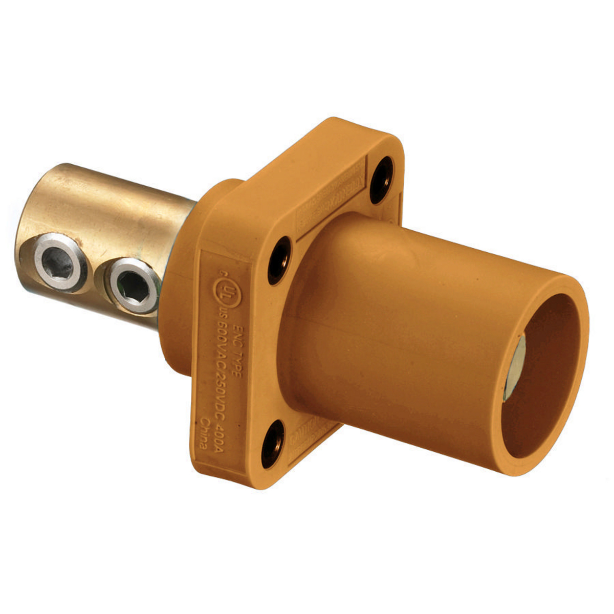 Heavy Duty Single Pole Industrial Grade Male, Receptacle, 300/400A 600V AC/DC, Single Conductor, Set Screw