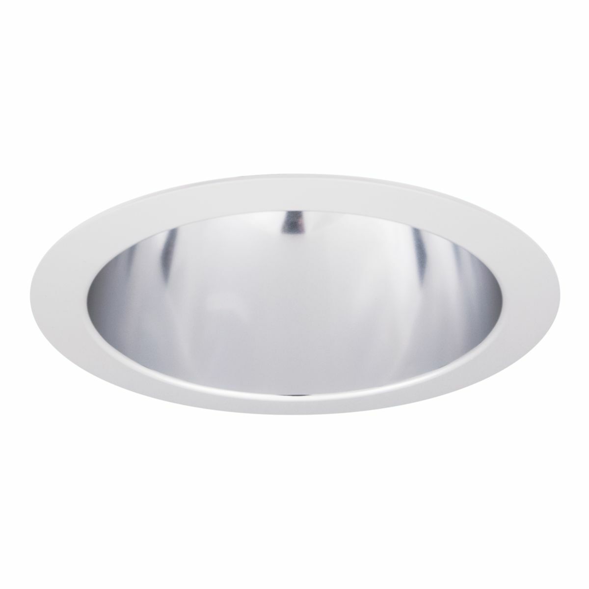 6" conical Reflector, narrow 55 degree beam angle, Specular clear, Polished flange