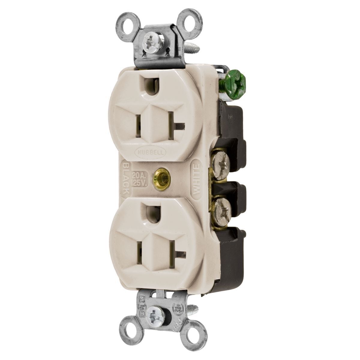 Straight Blade Devices, Receptacles, Duplex, Commercial/Industrial Grade, 2-Pole 3-Wire Grounding, 20A 125V, 5-20R, Light Almond