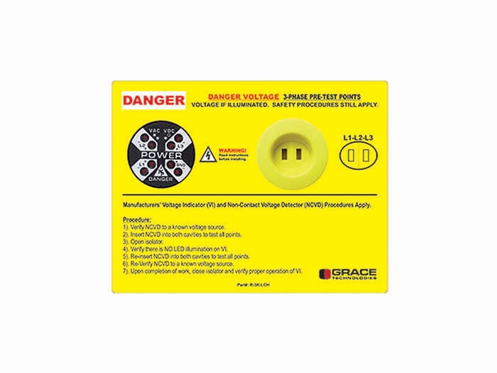 VOLTAGE INDICATOR WITH NON-CONTACT VOLTAGE DEVICE AND HORIZONTAL WARNING LABEL