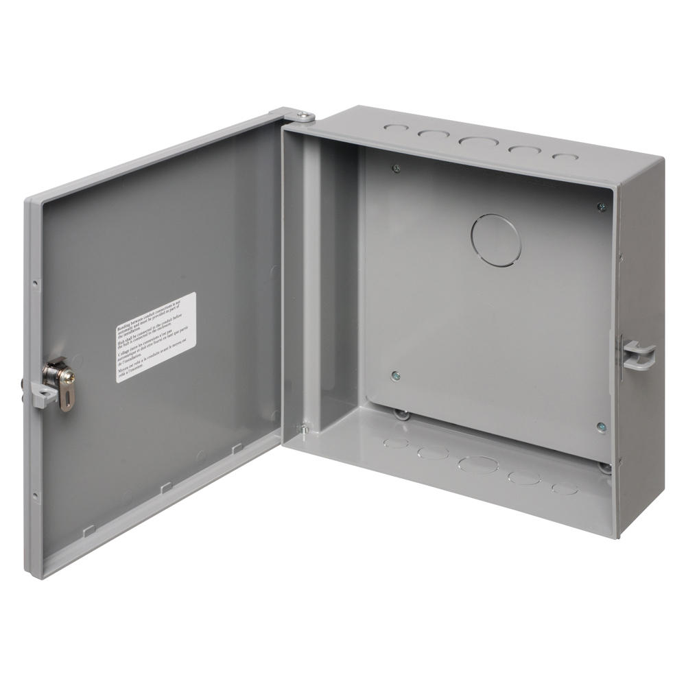 Outdoor rated non-metallic enclosures, NEMA3R. Gray, 12 x 12 x 4. With Back Plate