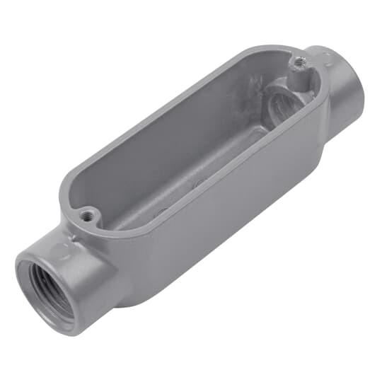 1/2 inch Threaded Die Cast Aluminum Thru-Feed Conduit Body. For Use with Rigid/IMC Conduit.