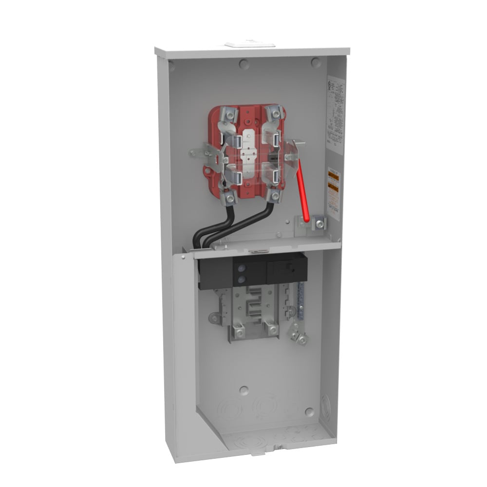 U5871-XL-200 Single Position Meter Socket with Main and Load Center, 200 Amp, 1 Phase, Ringless, Lever, 4 Term, OH, UG, 240V