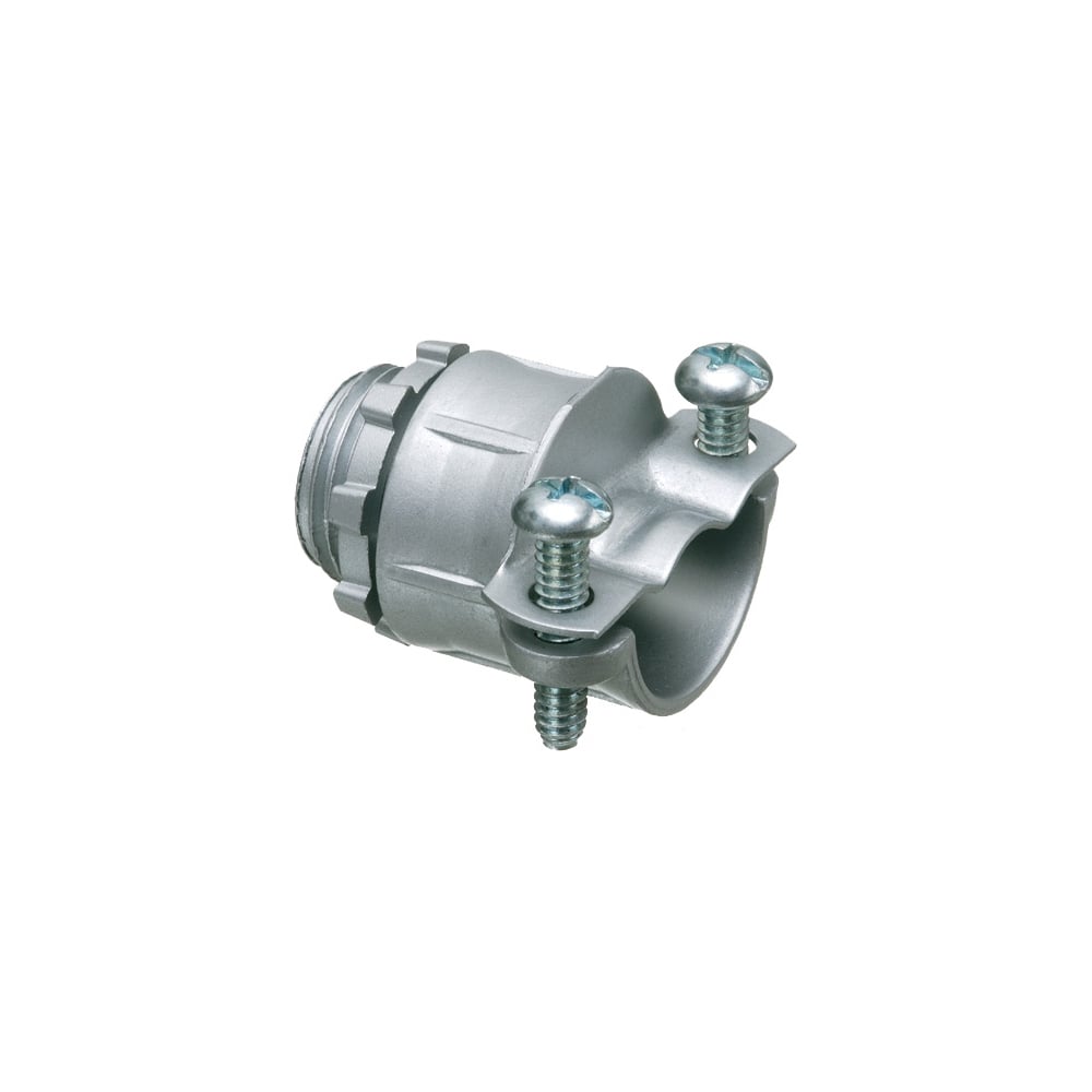 Twin Screw zinc die-cast all-purpose " knockout connector for Flex, AC, MCI, and NM cable secures into knockout with a locknut. Has a cable range of 1.000 to 1.365 inches and an end stop of 0.985 inches. With insulated throat.