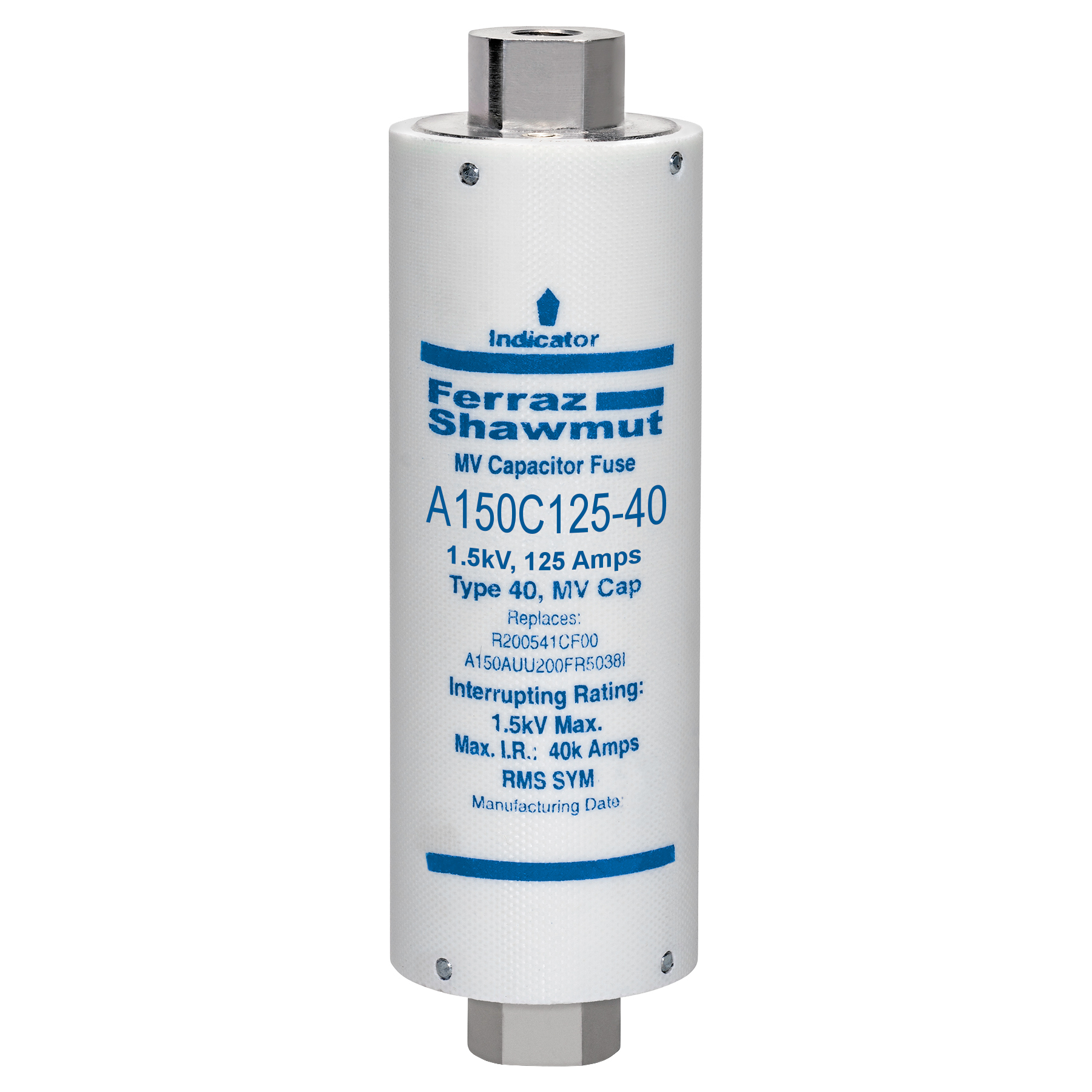 MV Capacitor Fuse 1500VAC 125A Female To Female Stud Visual Indicator Amp-Trap